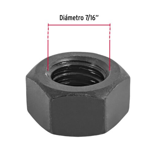 446982 44698 - Bolsa con 60 tuercas 7/16" hexagonales pavonadas, grado 5