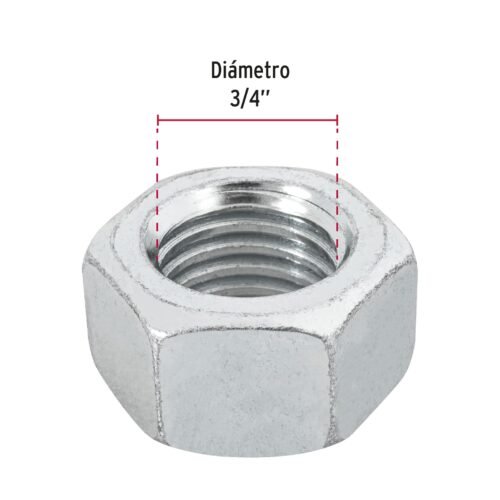 447012 44701 - Bolsa con 15 tuercas 3/4" hexagonales de acero galvanizado