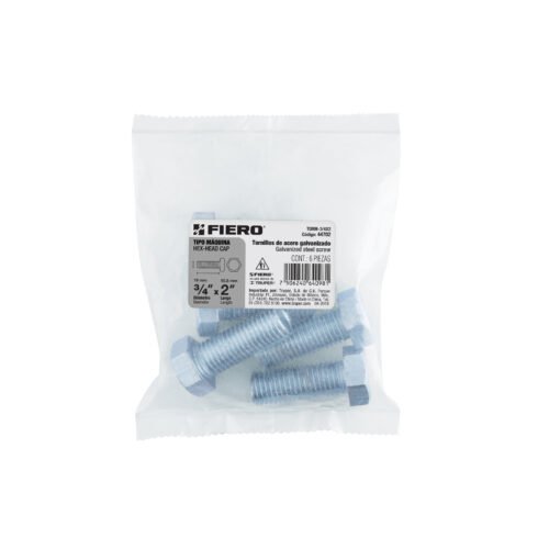 44702 - Bolsa con 6 tornillos 3/4" x 2" tipo máquina, FIERO