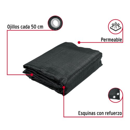 44709 - Toldo negro de 5 m de polietileno 80% sombra, ancho 3.60 m
