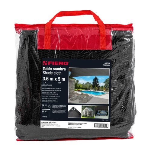 44709 - Toldo negro de 5 m de polietileno 80% sombra, ancho 3.60 m