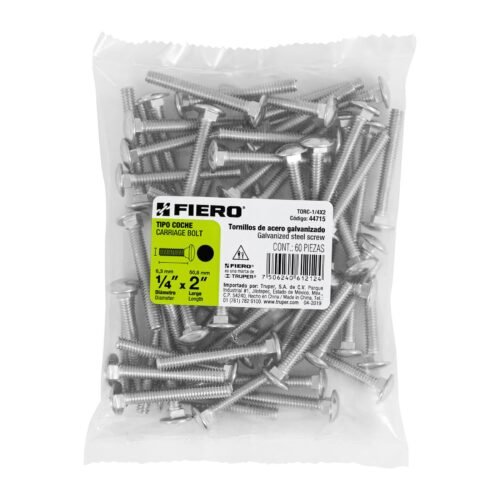 44715 - Bolsa con 60 tornillos 1/4" x 2" tipo coche, FIERO