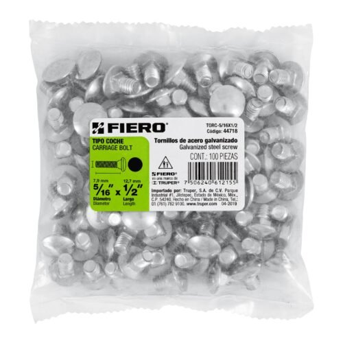 44718 - Bolsa con 100 tornillos 5/16" x 1/2" tipo coche, FIERO