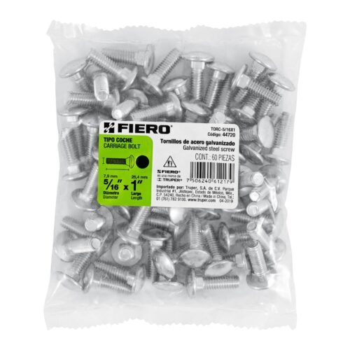 447203 44720 - Bolsa con 60 tornillos 5/16" x 1" tipo coche, FIERO