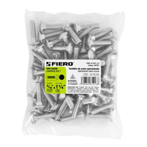 44721 - Bolsa con 60 tornillos 5/16" x 1-1/4" tipo coche, FIERO