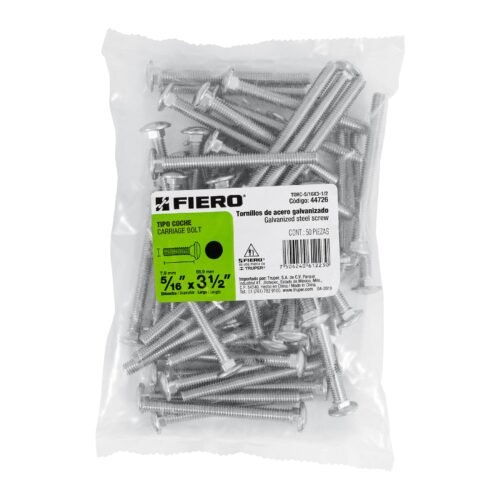 44726 - Bolsa con 50 tornillos 5/16" x 3-1/2" tipo coche, FIERO