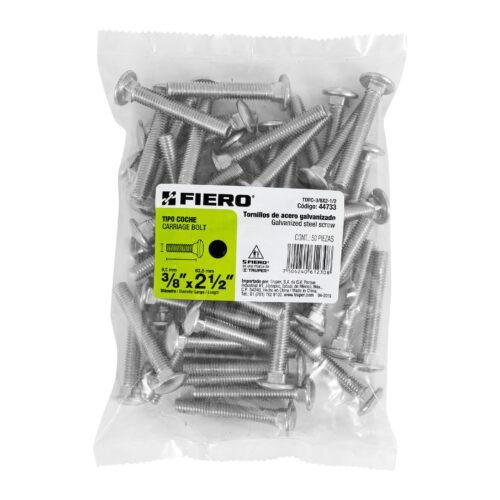 44733 - Bolsa con 50 tornillos 3/8" x 2-1/2" tipo coche, FIERO
