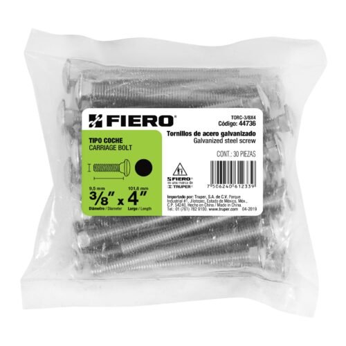 447363 44736 - Bolsa con 30 tornillos 3/8" x 4" tipo coche, FIERO