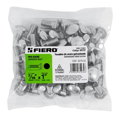44737 - Bolsa con 60 tornillos 7/16" x 1" tipo coche, FIERO