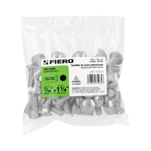 44738 - Bolsa con 50 tornillos 7/16" x 1-1/4" tipo coche, FIERO