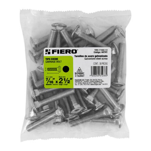 44741 - Bolsa con 30 tornillos 7/16" x 2-1/2" tipo coche, FIERO