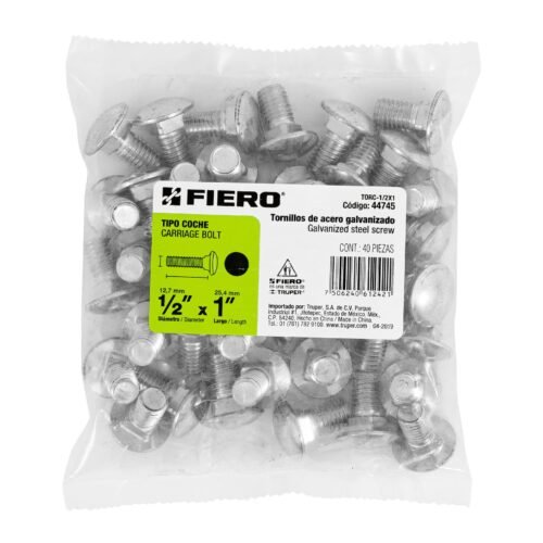44745 - Bolsa con 40 tornillos 1/2" x 1" tipo coche, FIERO