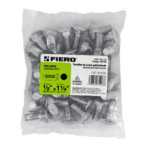 44746 - Bolsa con 40 tornillos 1/2" x 1-1/4" tipo coche, FIERO