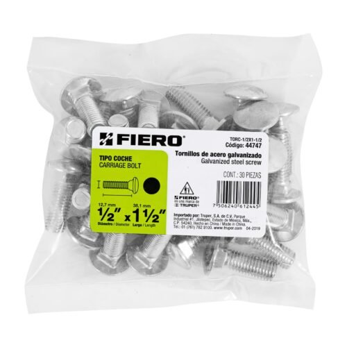 447473 44747 - Bolsa con 30 tornillos 1/2" x 1-1/2" tipo coche, FIERO