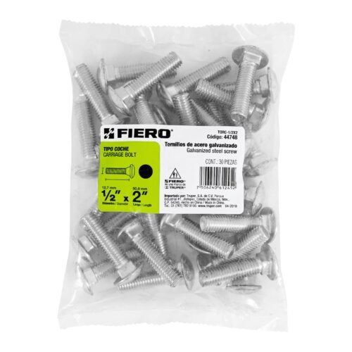 44748 - Bolsa con 30 tornillos 1/2" x 2" tipo coche, FIERO
