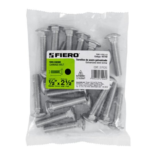 447493 44749 - Bolsa con 20 tornillos 1/2" x 2-1/2" tipo coche, FIERO