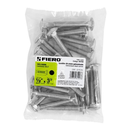 447503 44750 - Bolsa con 20 tornillos 1/2" x 3" tipo coche, FIERO