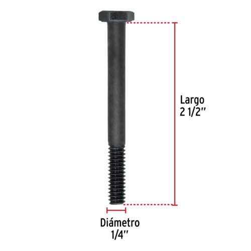 447692 44769 - Bolsa con 50 tornillos 1/4" x 2-1/2" acero grado 5, FIERO