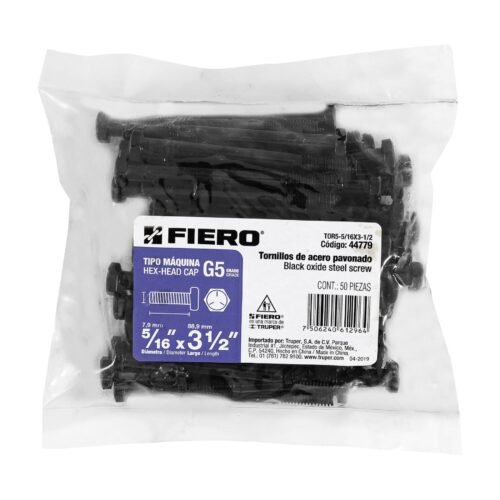 44779 - Bolsa con 50 tornillos 5/16" x 3-1/2" acero grado 5, FIERO
