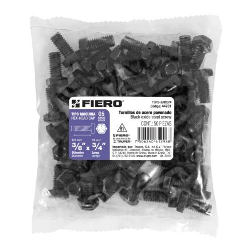 44781 - Bolsa con 50 tornillos 3/8" x 3/4" acero grado 5, FIERO