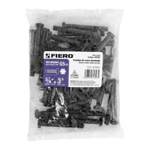 44787 - Bolsa con 40 tornillos 3/8" x 3" acero grado 5, FIERO