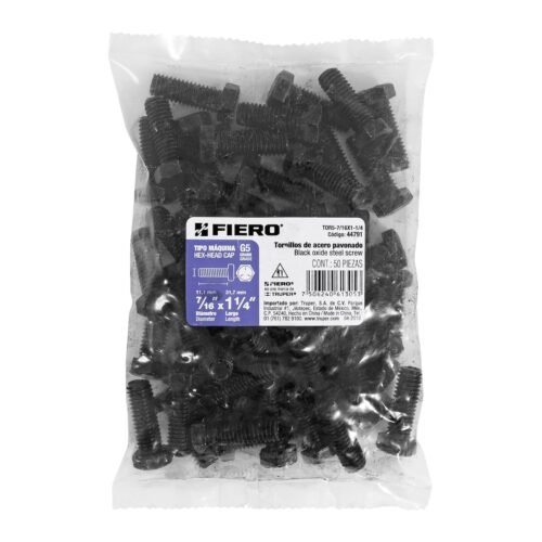 44791 - Bolsa con 50 tornillos 7/16" x 1-1/4" acero grado 5, FIERO