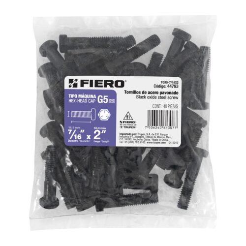 44793 - Bolsa con 40 tornillos 7/16" x 2" acero grado 5, FIERO