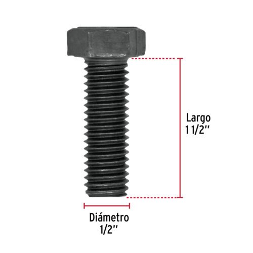 448002 44800 - Bolsa con 30 tornillos 1/2" x 1-1/2" acero grado 5, FIERO
