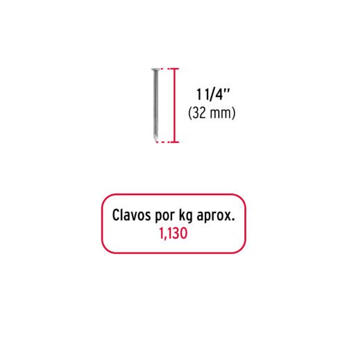 44814 - Bolsa con 1 kg de clavo estándar 1-1/4" con cabeza, FIERO