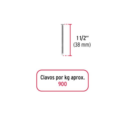 44815 - Bolsa con 1 kg de clavo estándar 1-1/2" con cabeza, FIERO