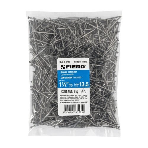 44815 - Bolsa con 1 kg de clavo estándar 1-1/2" con cabeza, FIERO