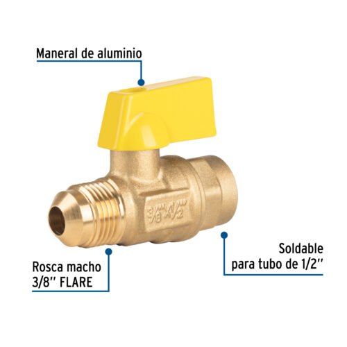 44818 44818 - Válvula de control de latón p/gas,3/8x1/2" Flare/sold. FOSET