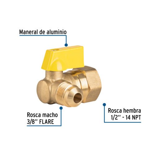 44819 44819 - Válvula de control de latón, angular p/gas, 3/8x1/2", FOSET