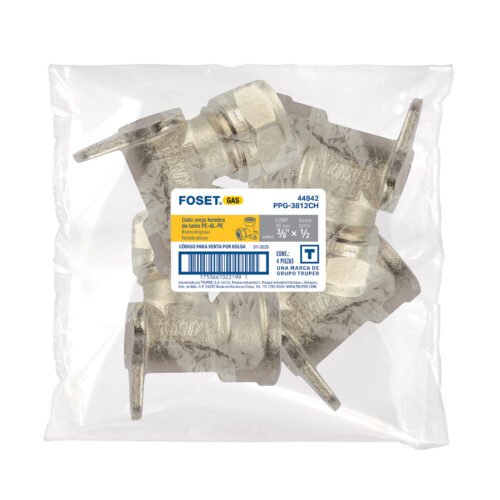 44842 - Codo oreja 90° para PEALPE, 3/8x1/2",con rosca hembra, Foset