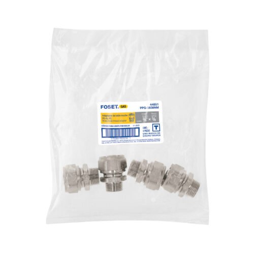 44851 - Conector para PEALPE, 3/8x3/8", con rosca macho, Foset