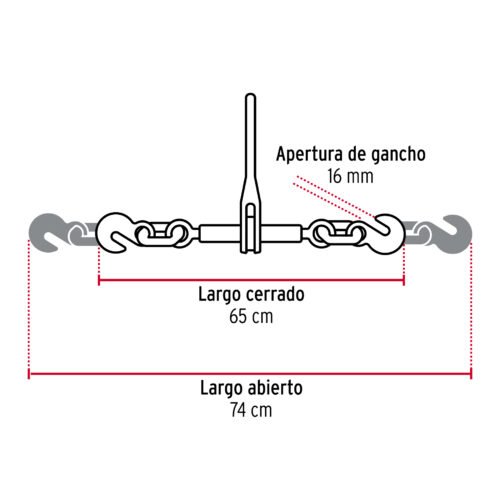 44909 - Tensor cadena con matraca, 3/8"- 1/2",FIERO