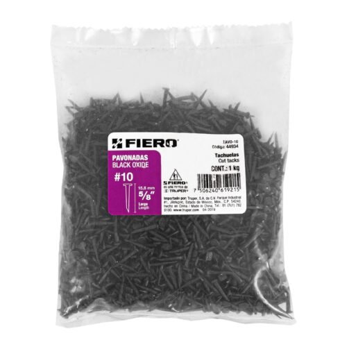 44934 - Bolsa con 1 kg de tachuelas pavonadas No. 10, FIERO