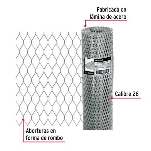 44980 - Rollo malla plafón 0.90 x 22m cal.26, abertura 10x25mm, 8kg