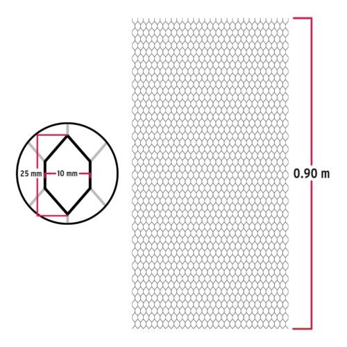 44980 - Rollo malla plafón 0.90 x 22m cal.26, abertura 10x25mm, 8kg