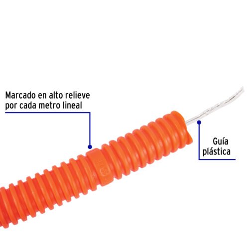 450162 45016 - Metro de poliducto 1/2" corrugado flex. c/guĂa, rollo 100 m