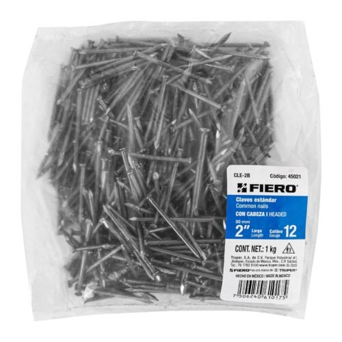 450212 45021 - Bolsa con 1 kg de clavo estándar 2" con cabeza, FIERO