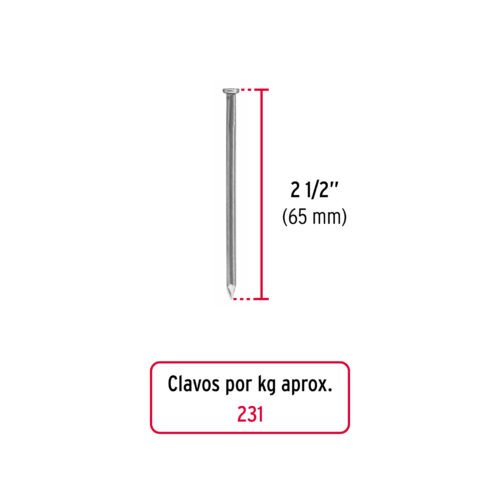 450221 45022 - Bolsa con 1 kg de clavo estándar 2-1/2" con cabeza, FIERO