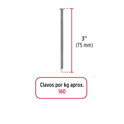 45023 - Bolsa con 1 kg de clavo estándar 3" con cabeza, FIERO