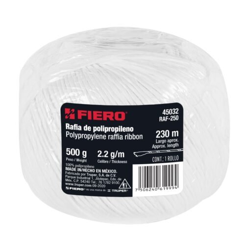 4503213 45032 - Rollo de rafia de 230 m color blanco calibre 2.2 g/m, FIERO