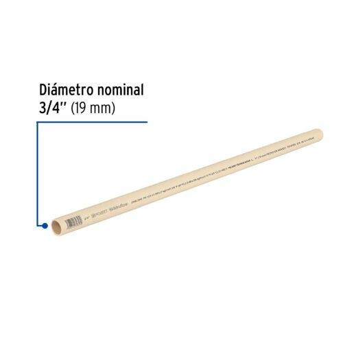 45043 - Tubo de 3/4" CPVC hidráulico RD 13.5, 3m, 0.5kg, FOSET