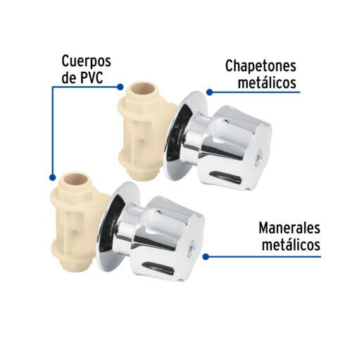 450461 45046 - Juego de 2 llaves de empotrar CPVC 1/2" con maneral, FOSET