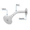 450581 45058 - Regadera redonda 3" brazo y chapetón de acero, Foset Aqua