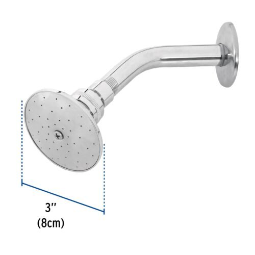 450582 45058 - Regadera redonda 3" brazo y chapetón de acero, Foset Aqua