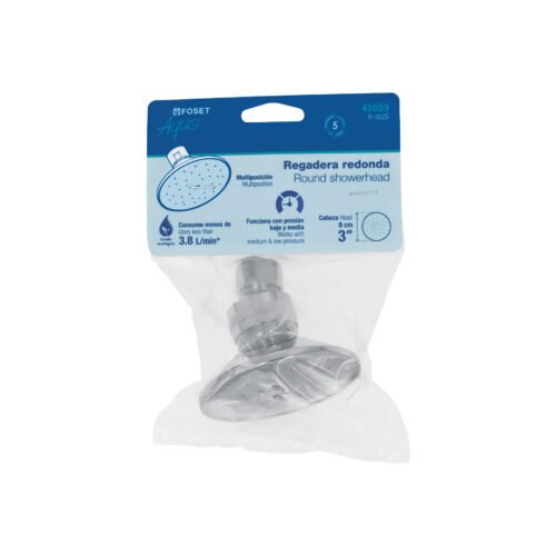 45059 - Regadera redonda metálica 3" sin brazo, Foset Aqua