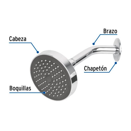 450674 45067 - Regadera redonda 4-1/4" brazo y chapetón de acero, Basic